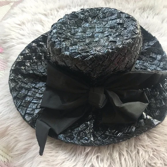 Vintage Mr John Jr Black Bow Straw Hat Mr John Straw Hat - Etsy main image 4